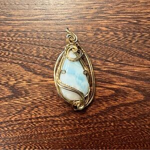 Artisan Handcrafted Larimar Wire-wrapped Pendant